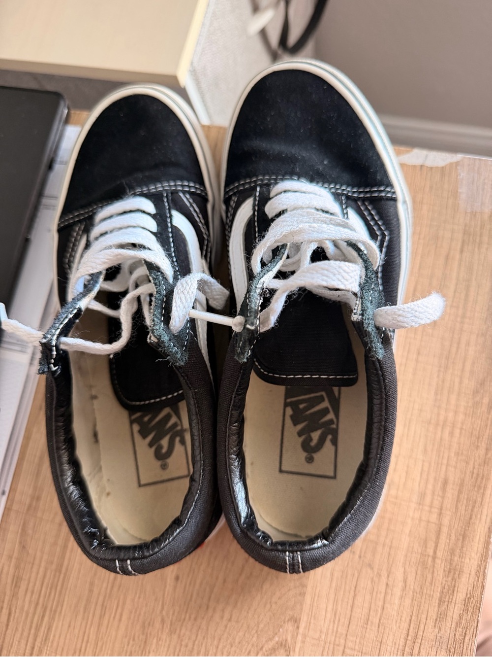 Vans Kids Black and White Low-Top Skate Sneakers